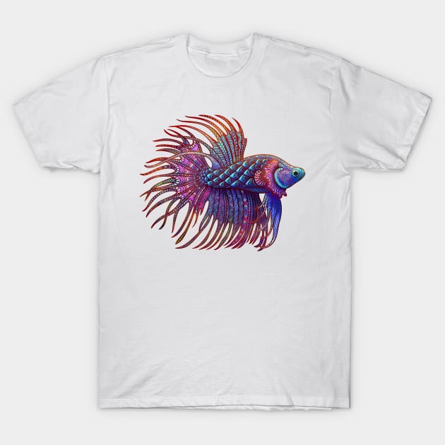 Betta Fish Zentangle T-Shirt by Hareguizer